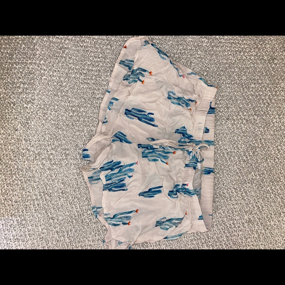cactus print fabric shorts